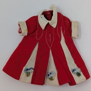 Penny Brite Doll Dress Deluxe Reading Red White Floral Embroidery Vintage